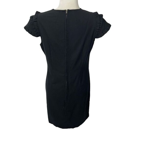 Miu Miu Dress Sz 6 Short Sleeve Wool blend Black w Ruffle Trim Sheath Style - Picture 8 of 11